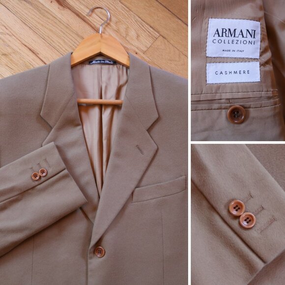 Giorgio Armani MANI Blazer Men's 42R Tan 100% CASHEMERE Sport Coat Made ITALY